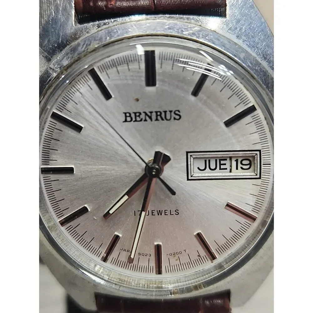 Benrus Manual Wind Watch Men 37mm Silver Tone. Running, Hamazawa Movement